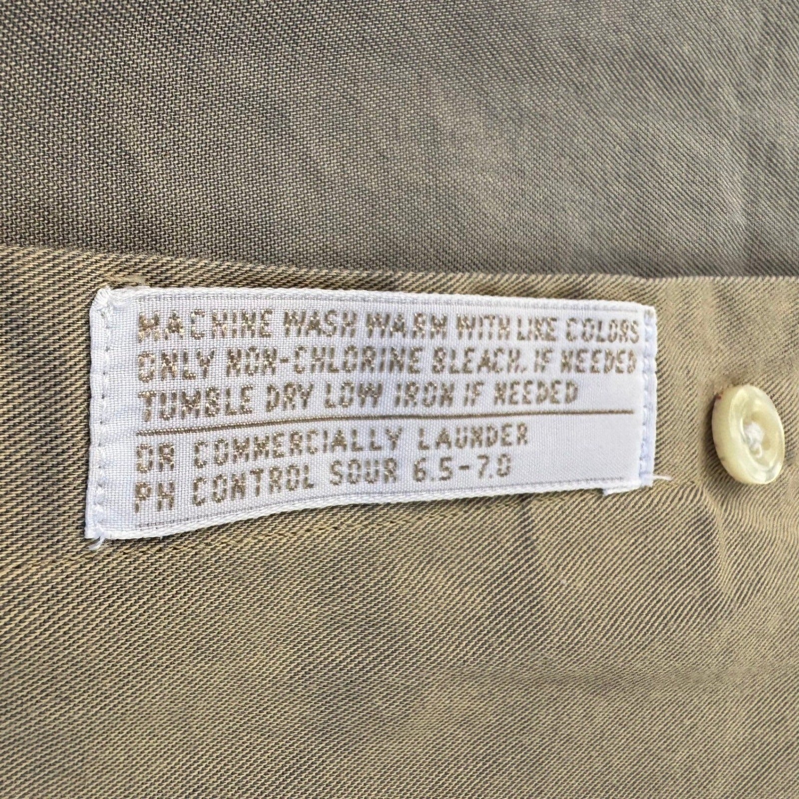 Nordstrom Vintage 90s Preppy Tan Twill Dress Shirt Austrian Cotton Mens 15.5