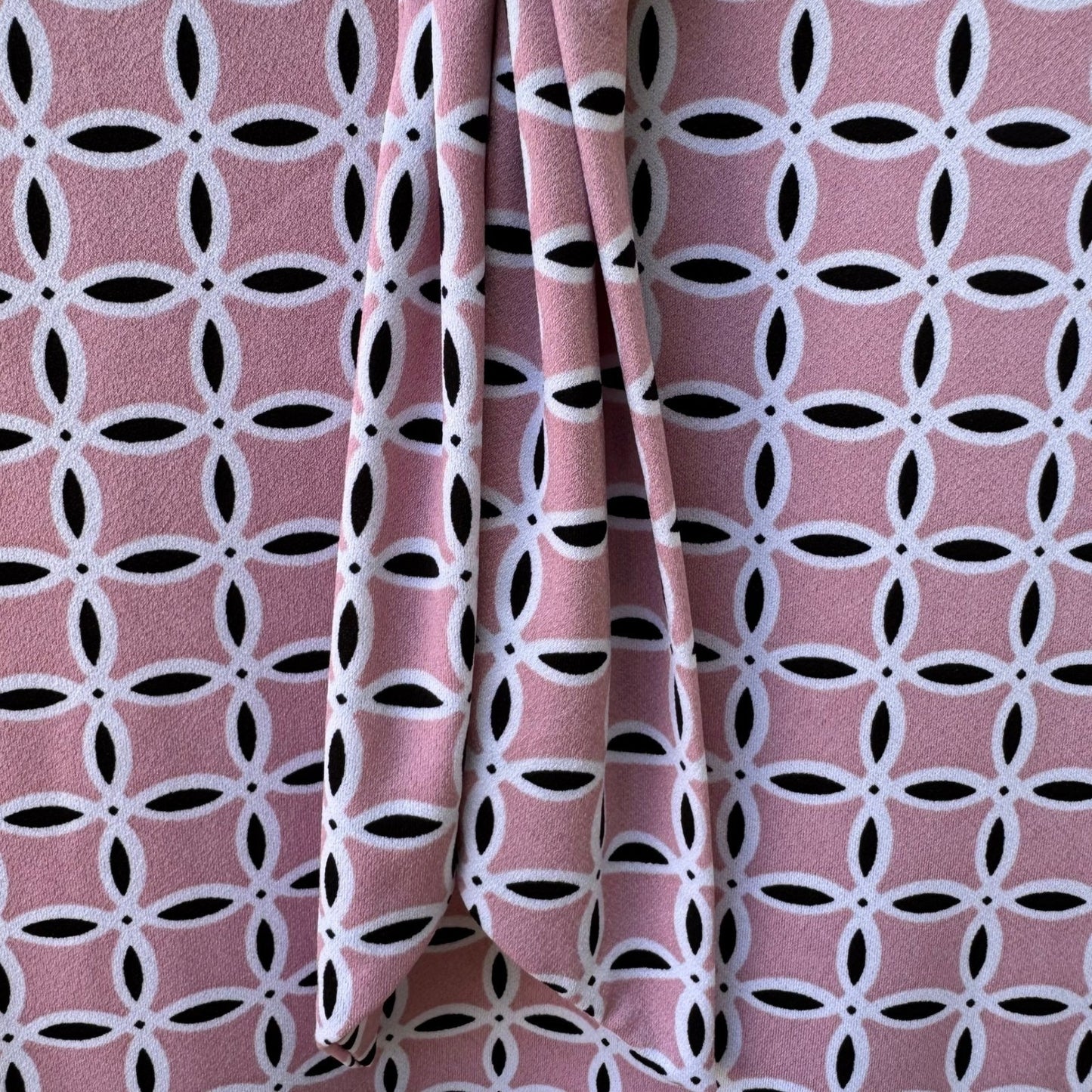 Adrienne Vittadini Professional Mod Geometric Cowl Neck Blouse Pastel Pink L NEW