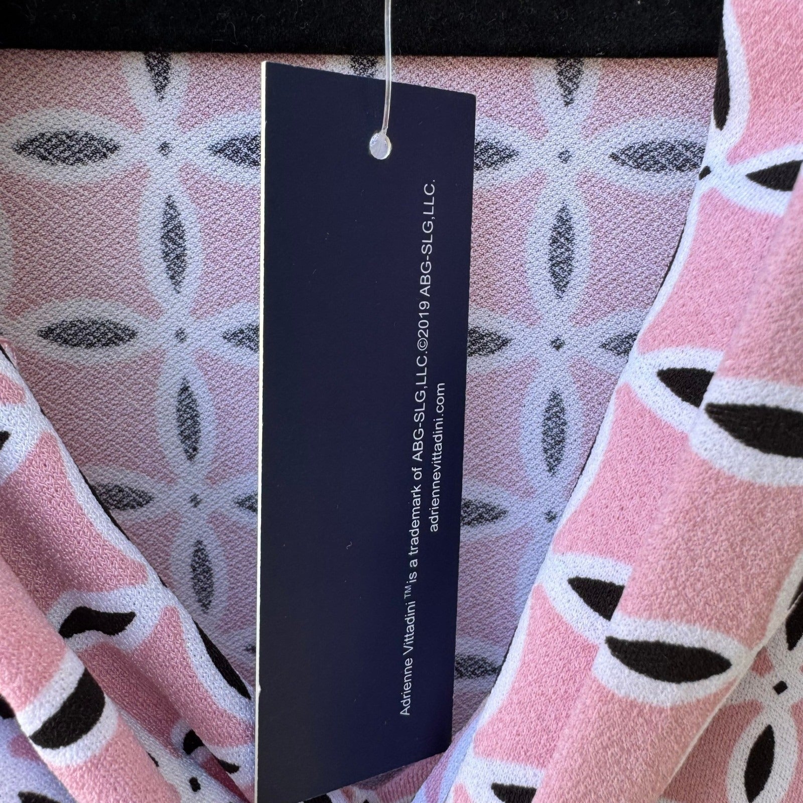 Adrienne Vittadini Professional Mod Geometric Cowl Neck Blouse Pastel Pink L NEW