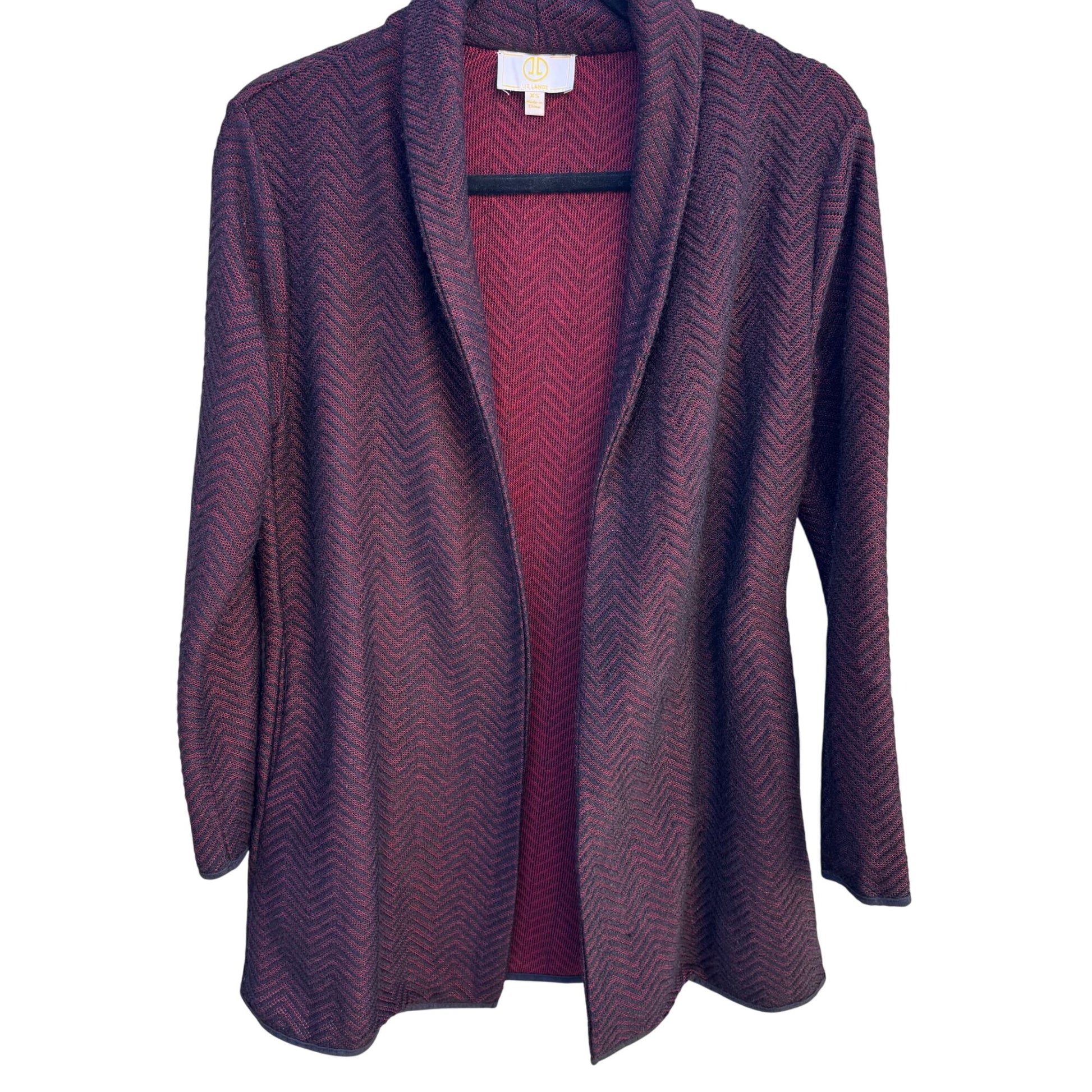 Liz Lange Herringbone Chevron Open Front Cardigan Jacket Herringbone Burgundy XS