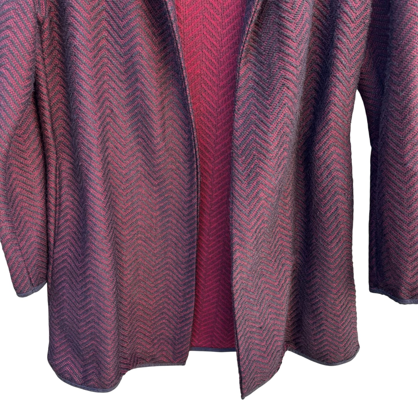 Liz Lange Herringbone Chevron Open Front Cardigan Jacket Herringbone Burgundy XS