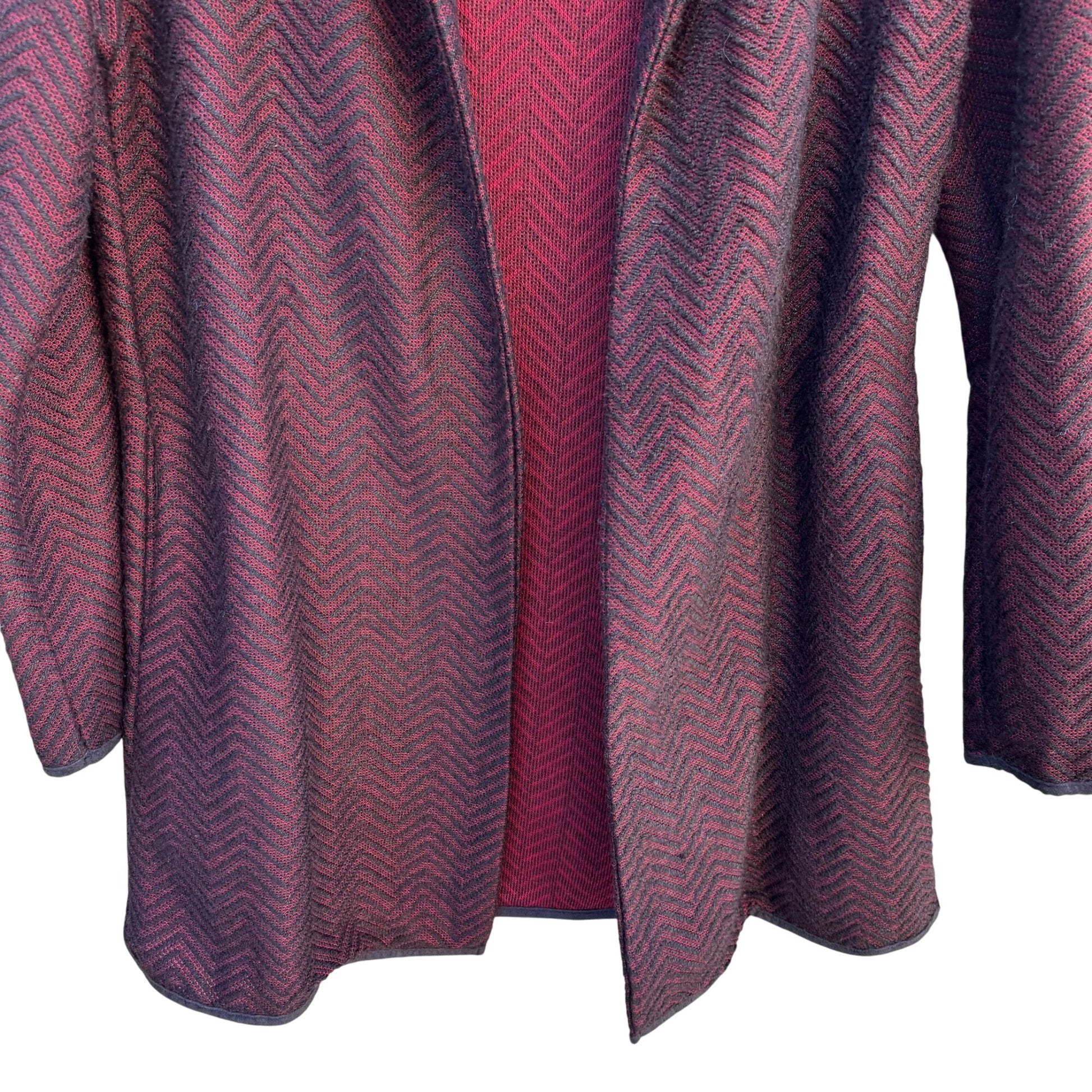 Liz Lange Herringbone Chevron Open Front Cardigan Jacket Herringbone Burgundy XS