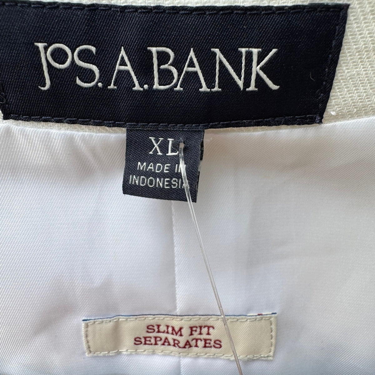 Jos A Bank Coastal Minimalist Slim Fit Linen Cotton Suit Vest White Mens XL