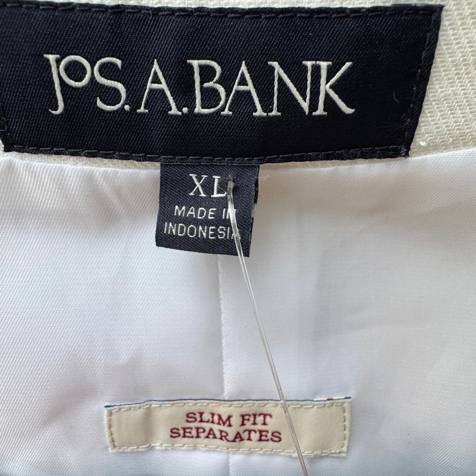Jos A Bank Coastal Minimalist Slim Fit Linen Cotton Suit Vest White Mens XL