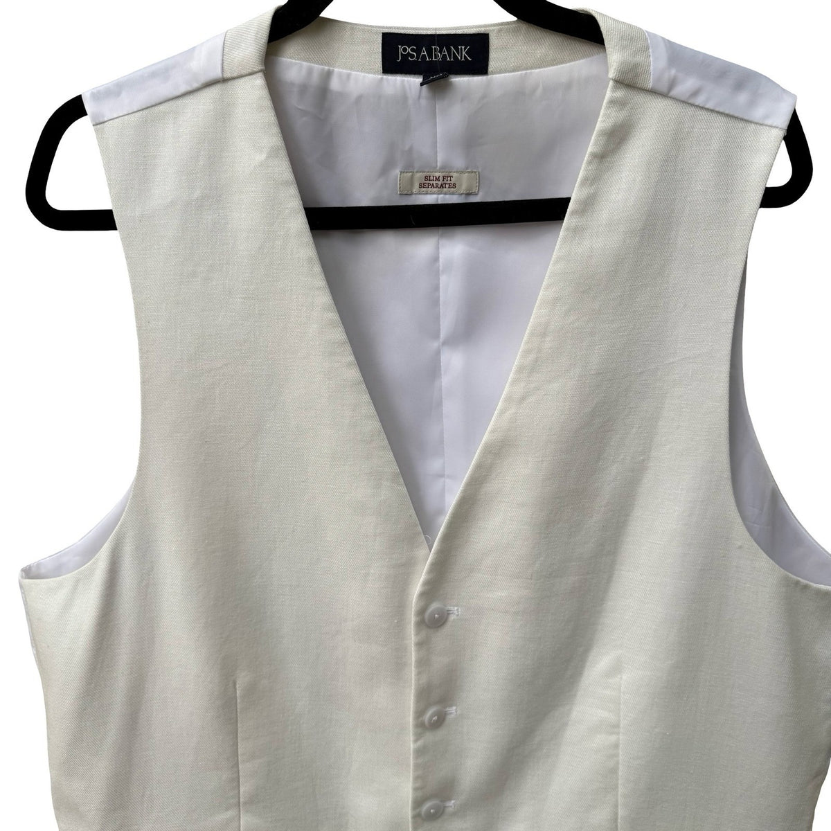 Jos A Bank Coastal Minimalist Slim Fit Linen Cotton Suit Vest White Mens XL