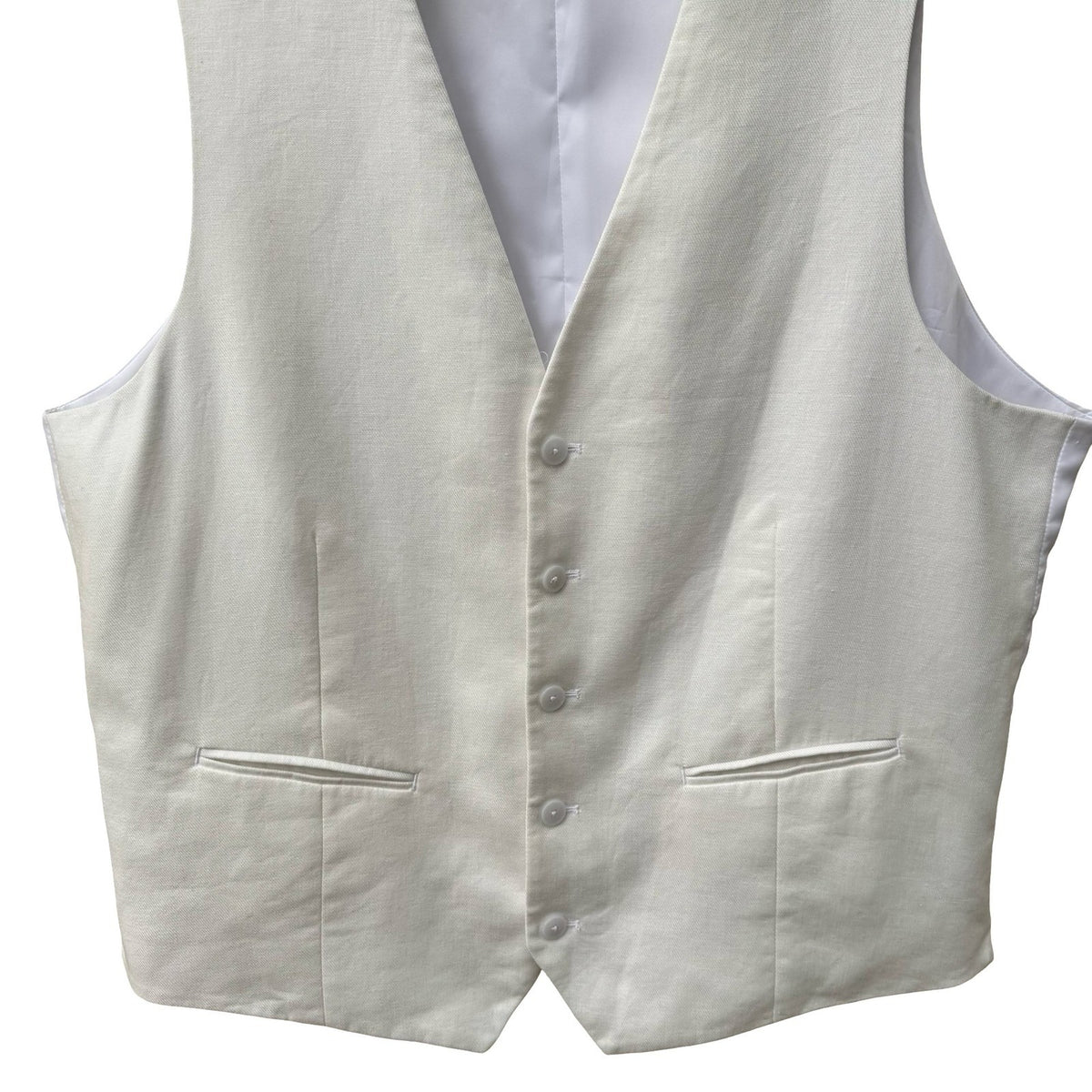 Jos A Bank Coastal Minimalist Slim Fit Linen Cotton Suit Vest White Mens XL