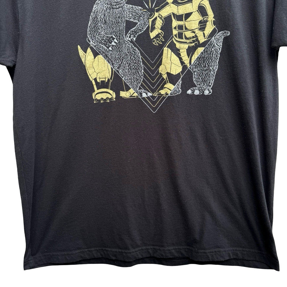 Story Spark Meet & Greet Kaiju Godzilla Robot Fist Bump Graphic Tee Shirt Mens L