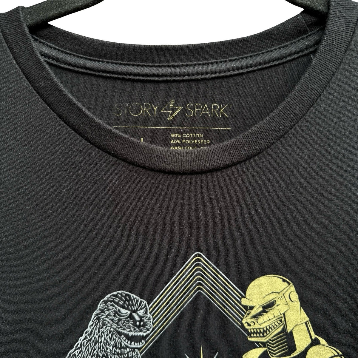 Story Spark Meet & Greet Kaiju Godzilla Robot Fist Bump Graphic Tee Shirt Mens L