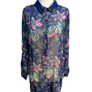Switch C Wonder Boho Coastal Resorwear Whimsigoth Floral Sheer Maxi Shirt Dress 12P 3 image