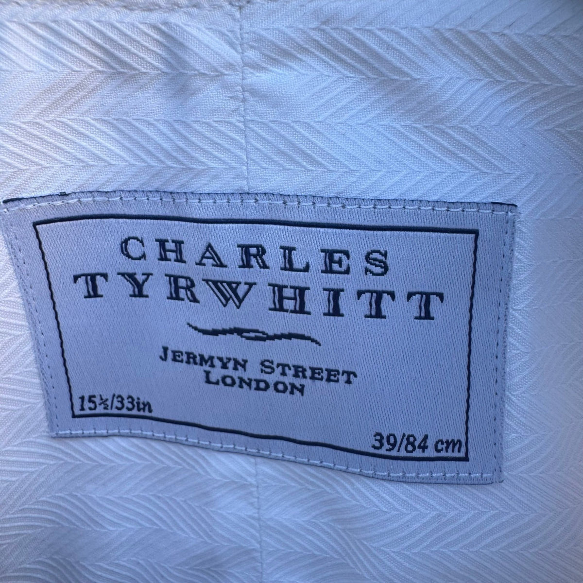Charles Tyrwhitt Tailored Herringbone French Cuff Dress Shirt White Mens 15.5/33