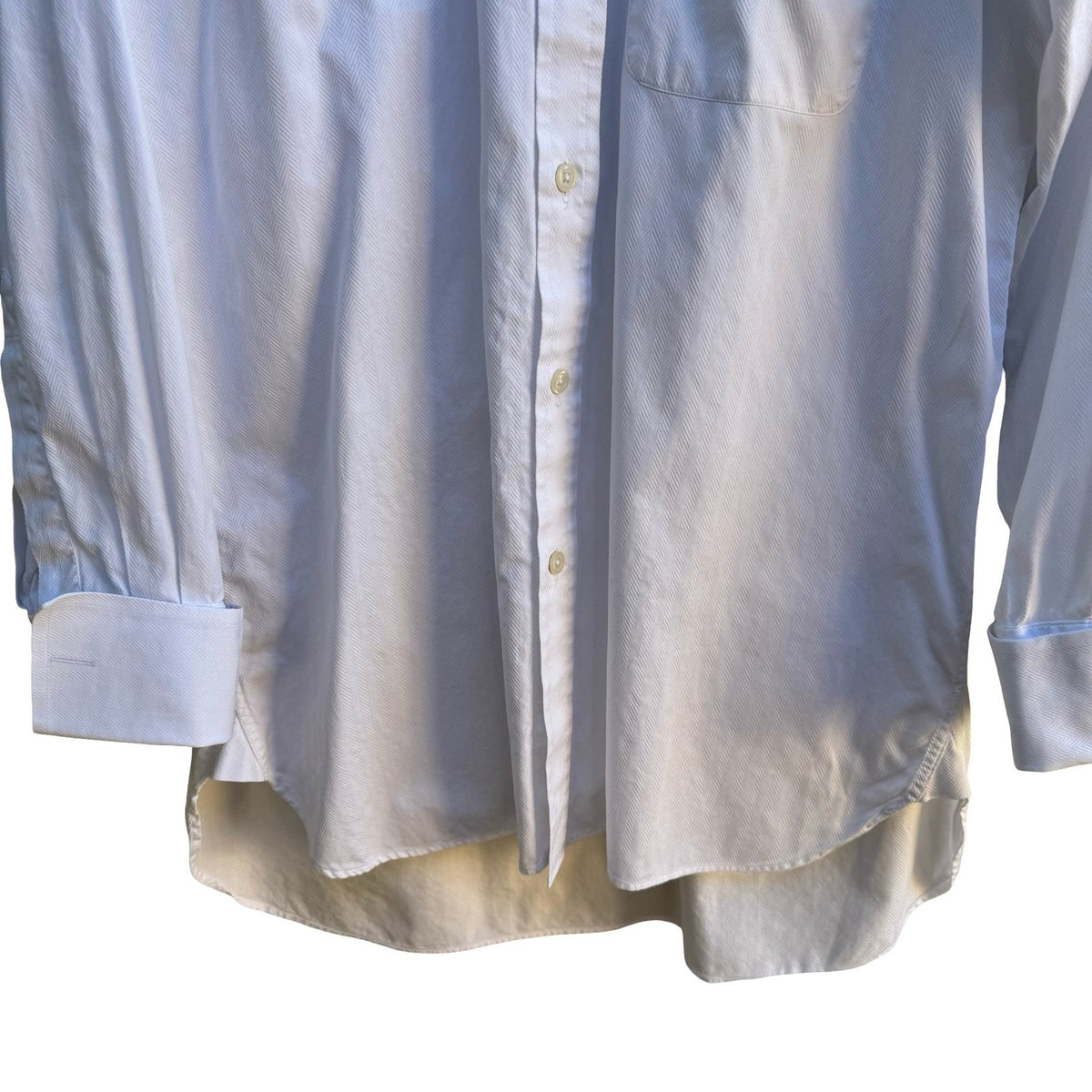 Charles Tyrwhitt Tailored Herringbone French Cuff Dress Shirt White Mens 15.5/33