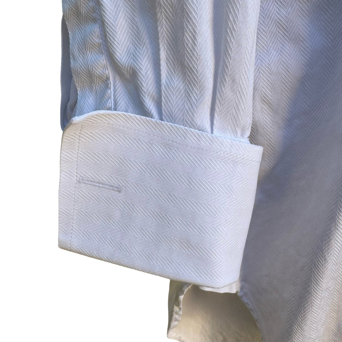 Charles Tyrwhitt Tailored Herringbone French Cuff Dress Shirt White Mens 15.5/33
