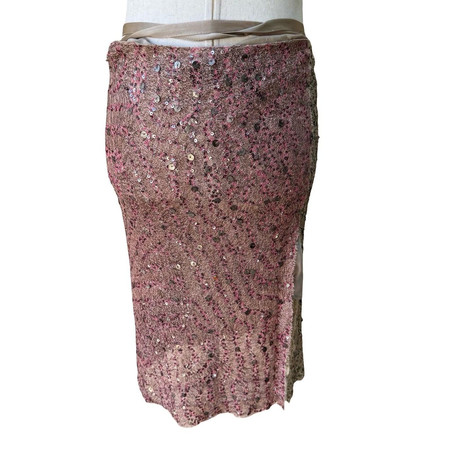 Chan Luu Y2K Handmade Boho Resortwear Mermaidcore Glam Sequin Wrap Midi Skirt M
