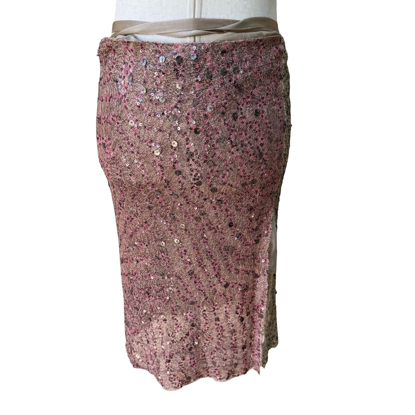 Chan Luu Y2K Handmade Boho Resortwear Mermaidcore Glam Sequin Wrap Midi Skirt M