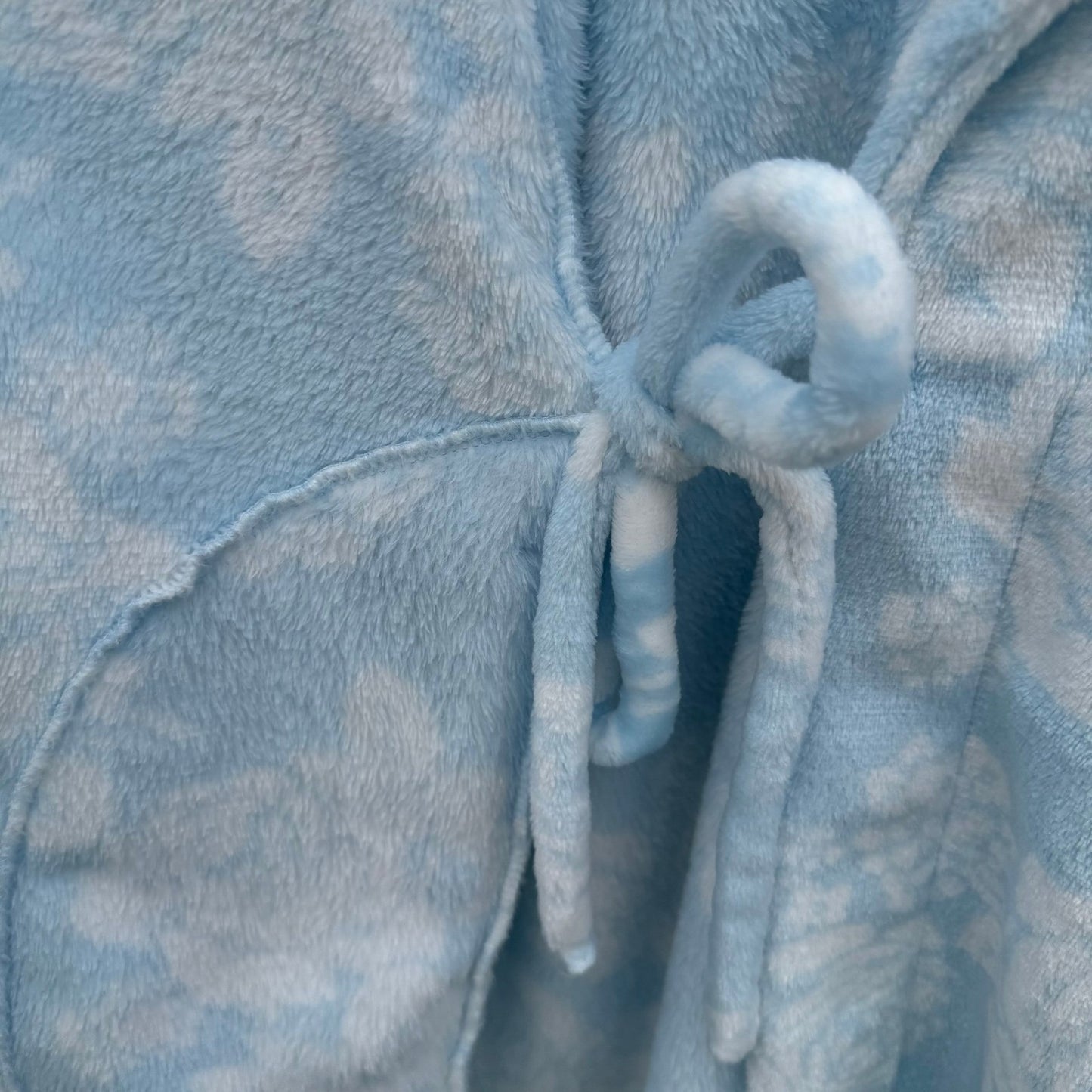 Noire Jasmine Rose Blue Floral Plush Fleece Robe Shawl Collar Large Loungewear