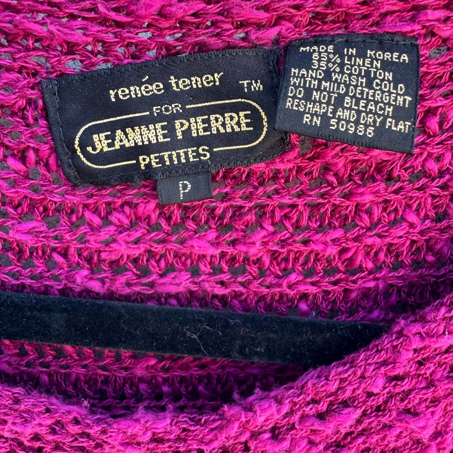 Renee Tener Jeanne Pierre Petite Pink Linen Cotton Short Sleeve Knit Batwing Top