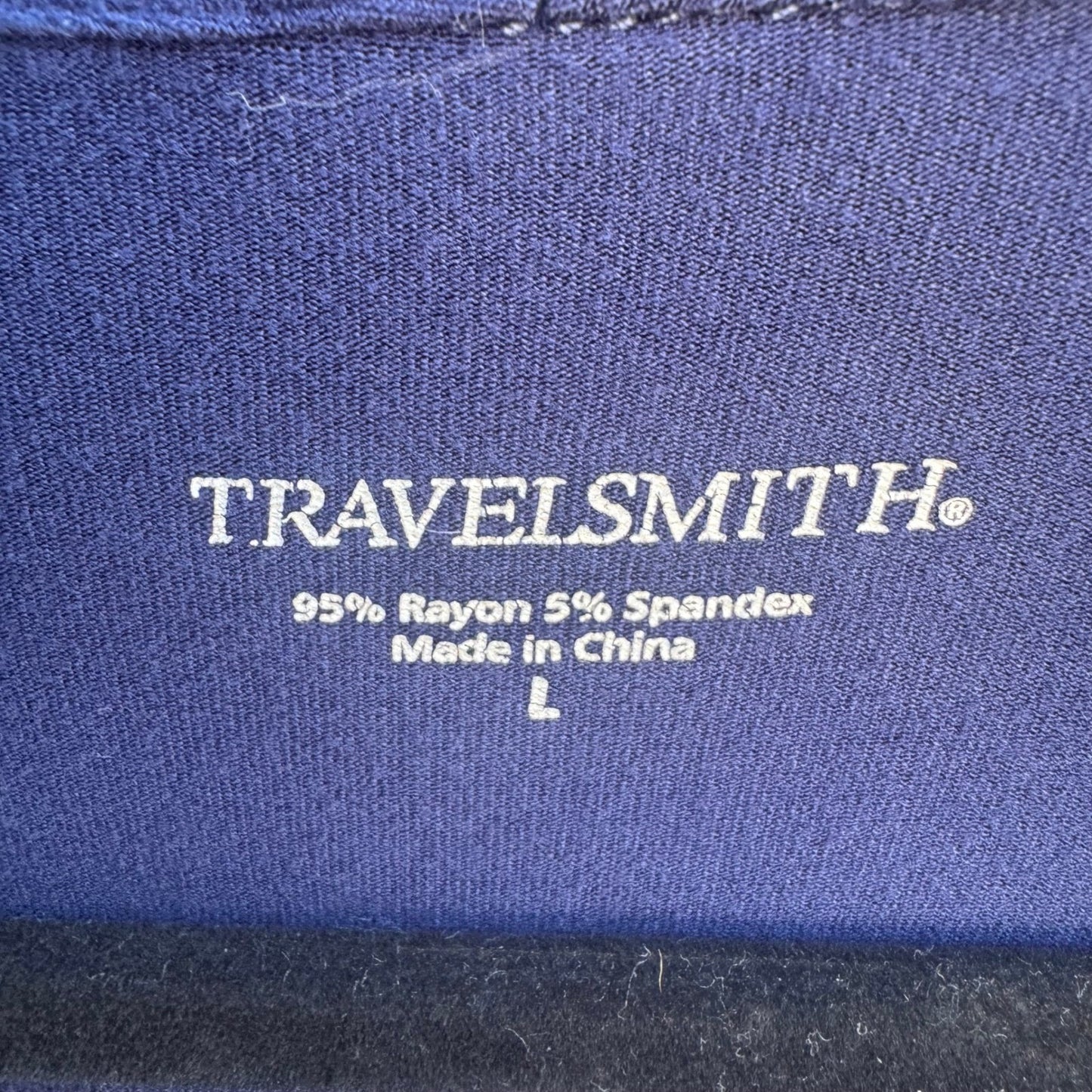 TravelSmith Minmalist Layering Open Front Draped Cardigan Shawl Collar Blue L