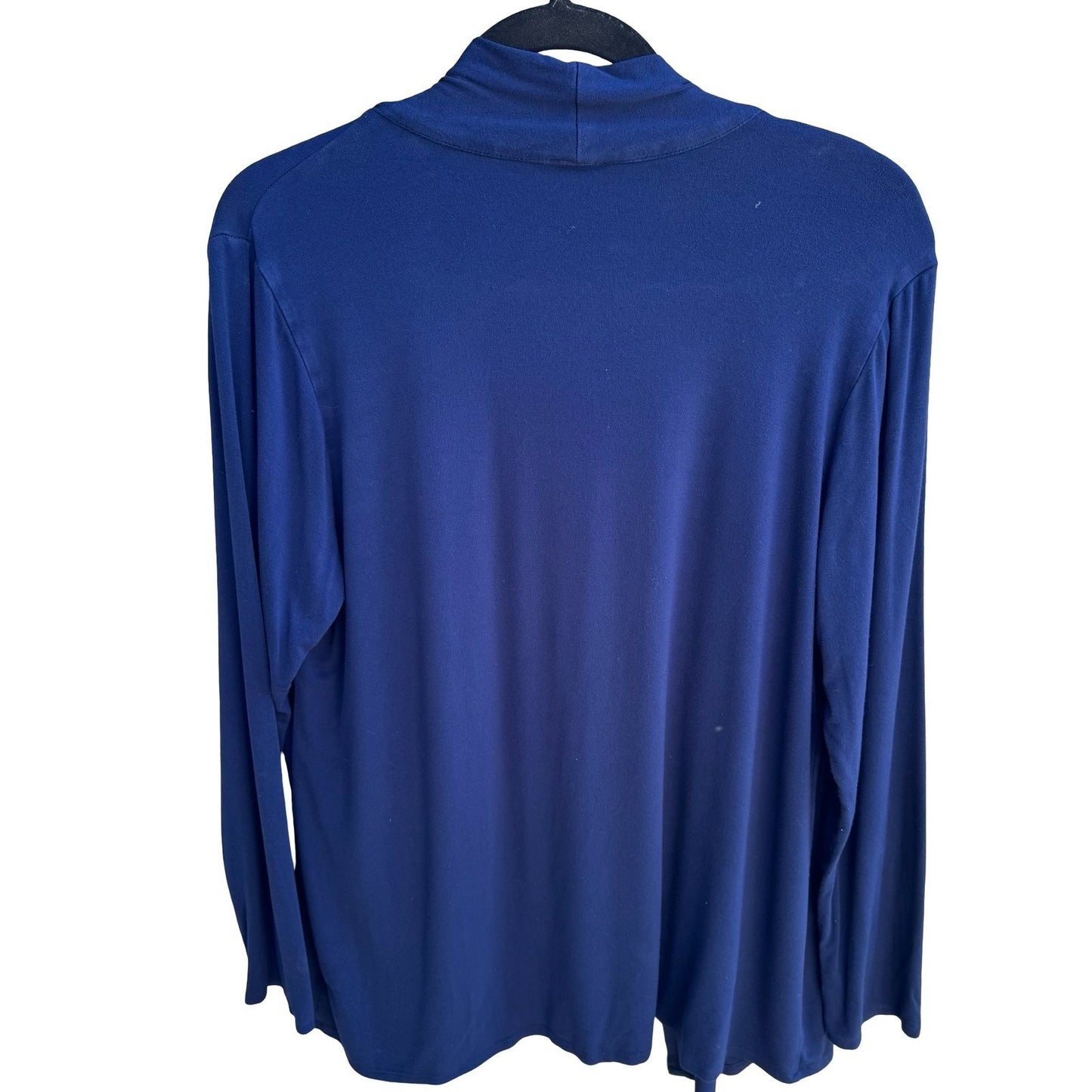 TravelSmith Minmalist Layering Open Front Draped Cardigan Shawl Collar Blue L