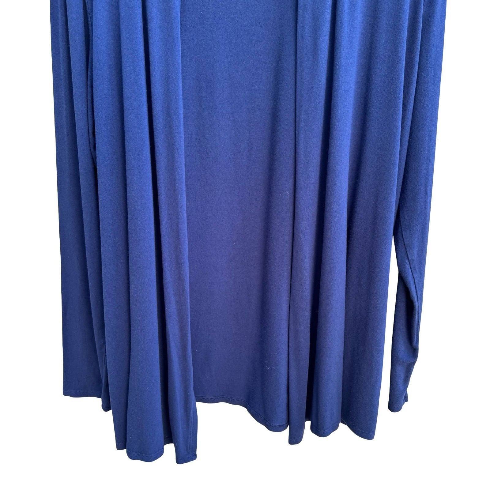 TravelSmith Minmalist Layering Open Front Draped Cardigan Shawl Collar Blue L