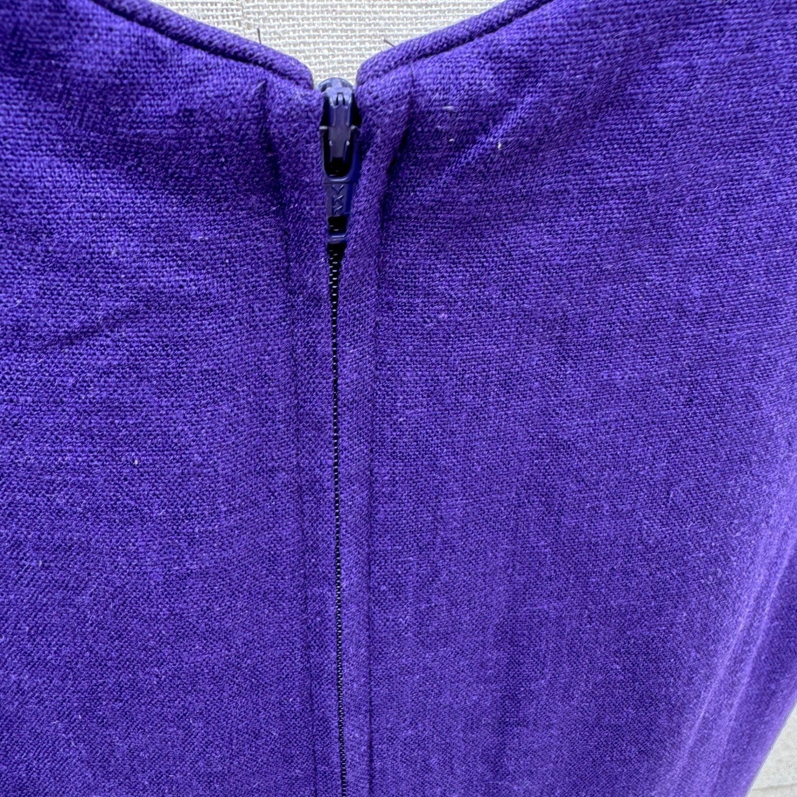 Sag Harbor Purple Linen Blend Embroidered Beaded V-Neck Sheath Dress Sze 10 Boho