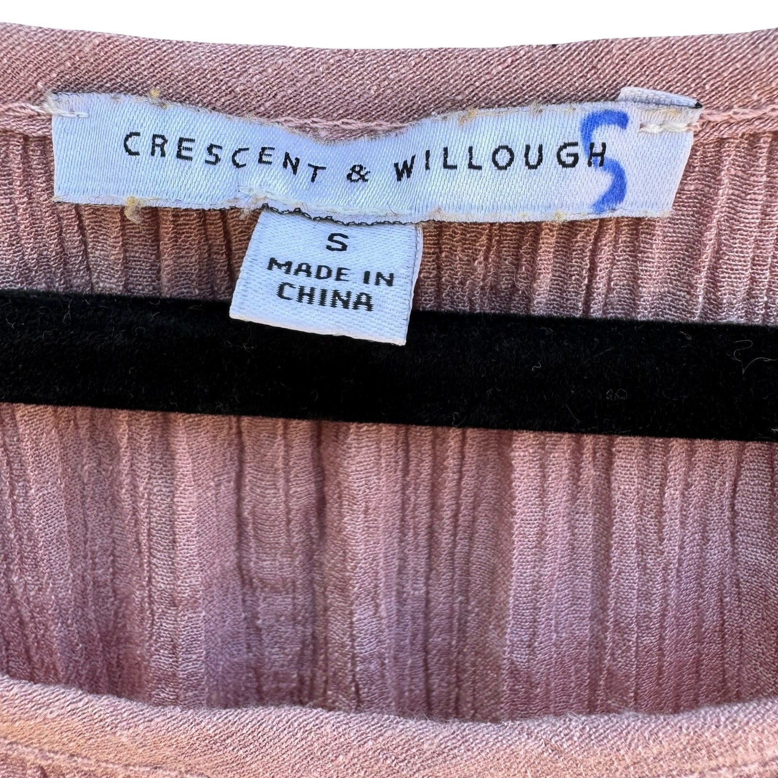 Crescent & Willough Pink Crinkle Gauze Smocked Button Up Blouse S Boho Romantic