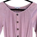 Switch Crescent &amp; Willough Pink Crinkle Gauze Smocked Button Up Blouse S Boho Romantic 3 image