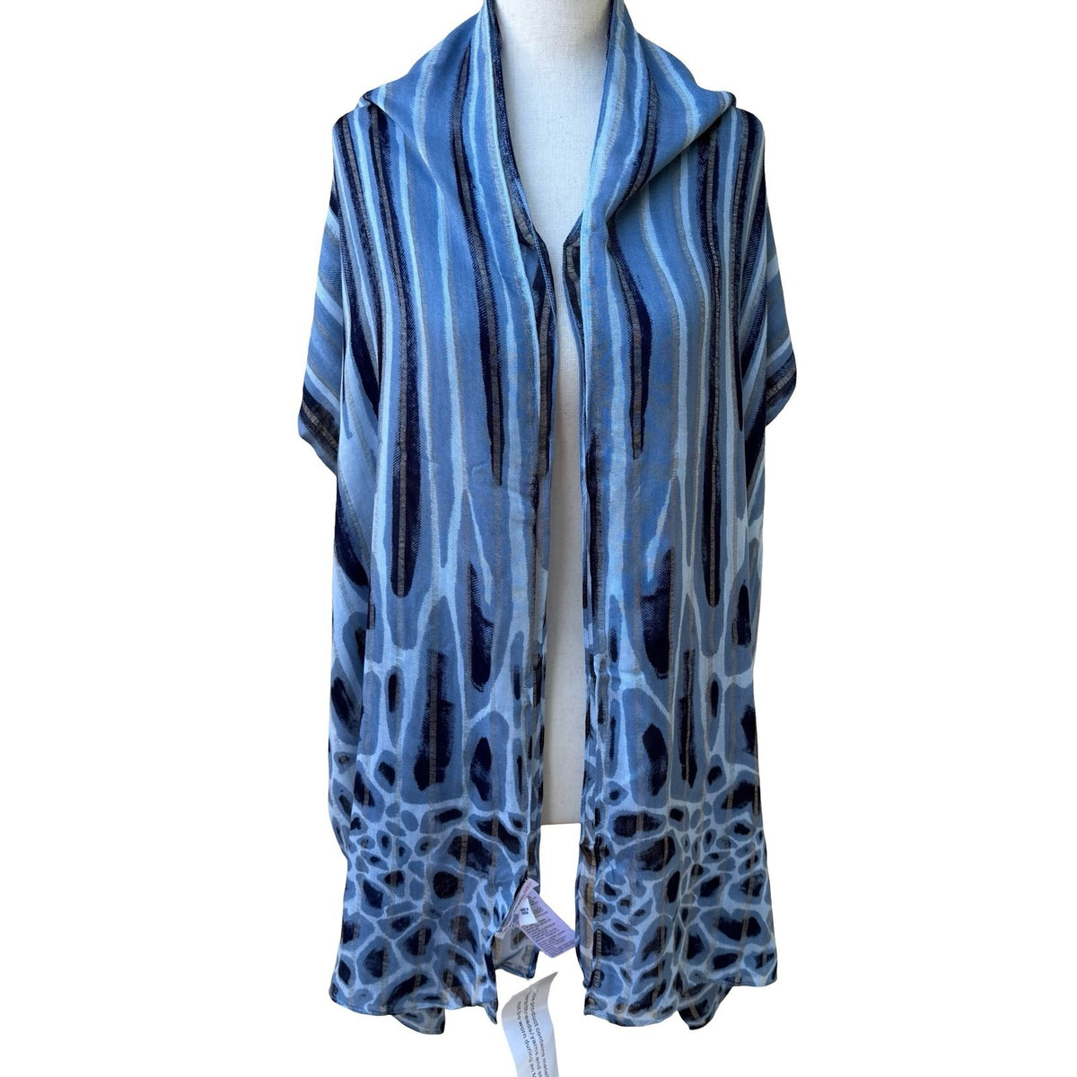 Isaac Mizrahi Metallic Gauzy Animal Print Layering Scarf Shawl Blue Women OS NEW