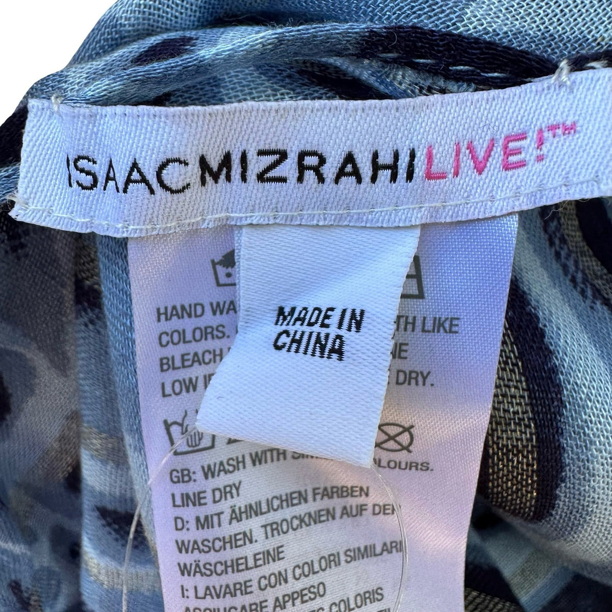 Isaac Mizrahi Metallic Gauzy Animal Print Layering Scarf Shawl Blue Women OS NEW
