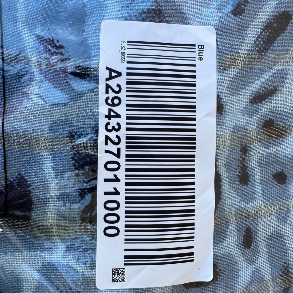 Isaac Mizrahi Metallic Gauzy Animal Print Layering Scarf Shawl Blue Women OS NEW