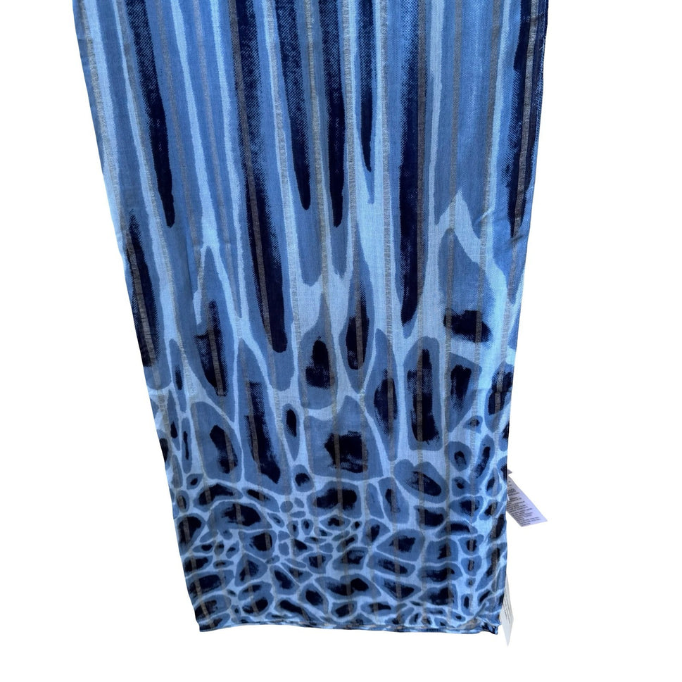 Isaac Mizrahi Metallic Gauzy Animal Print Layering Scarf Shawl Blue Women OS NEW