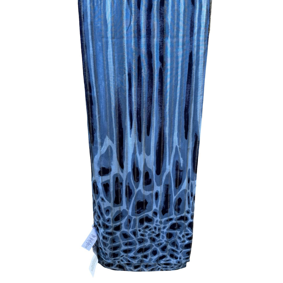 Isaac Mizrahi Metallic Gauzy Animal Print Layering Scarf Shawl Blue Women OS NEW