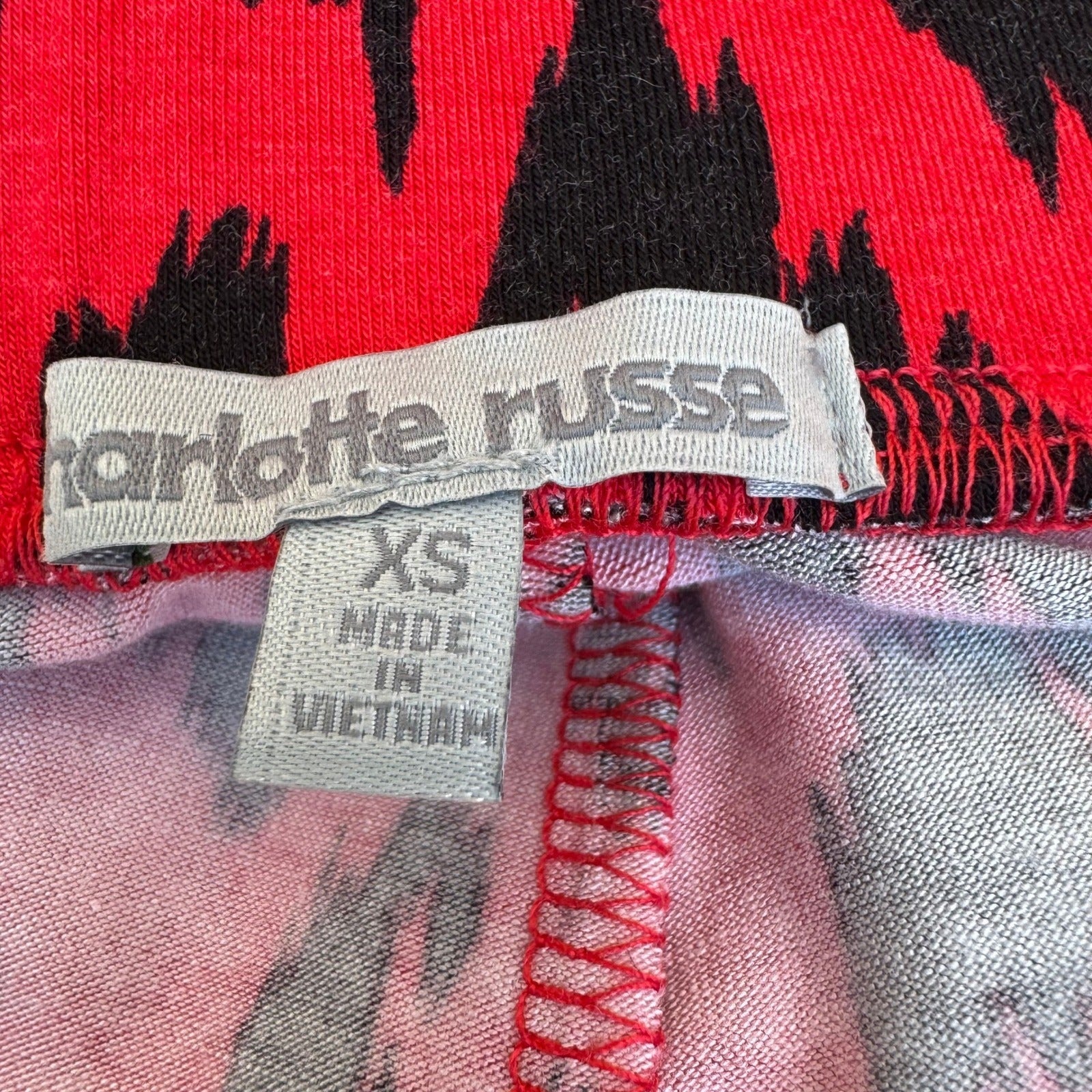 Charlotte Russe Red Black Leopard Print Maxi Skirt Side Slit NWT X Small 3B2134