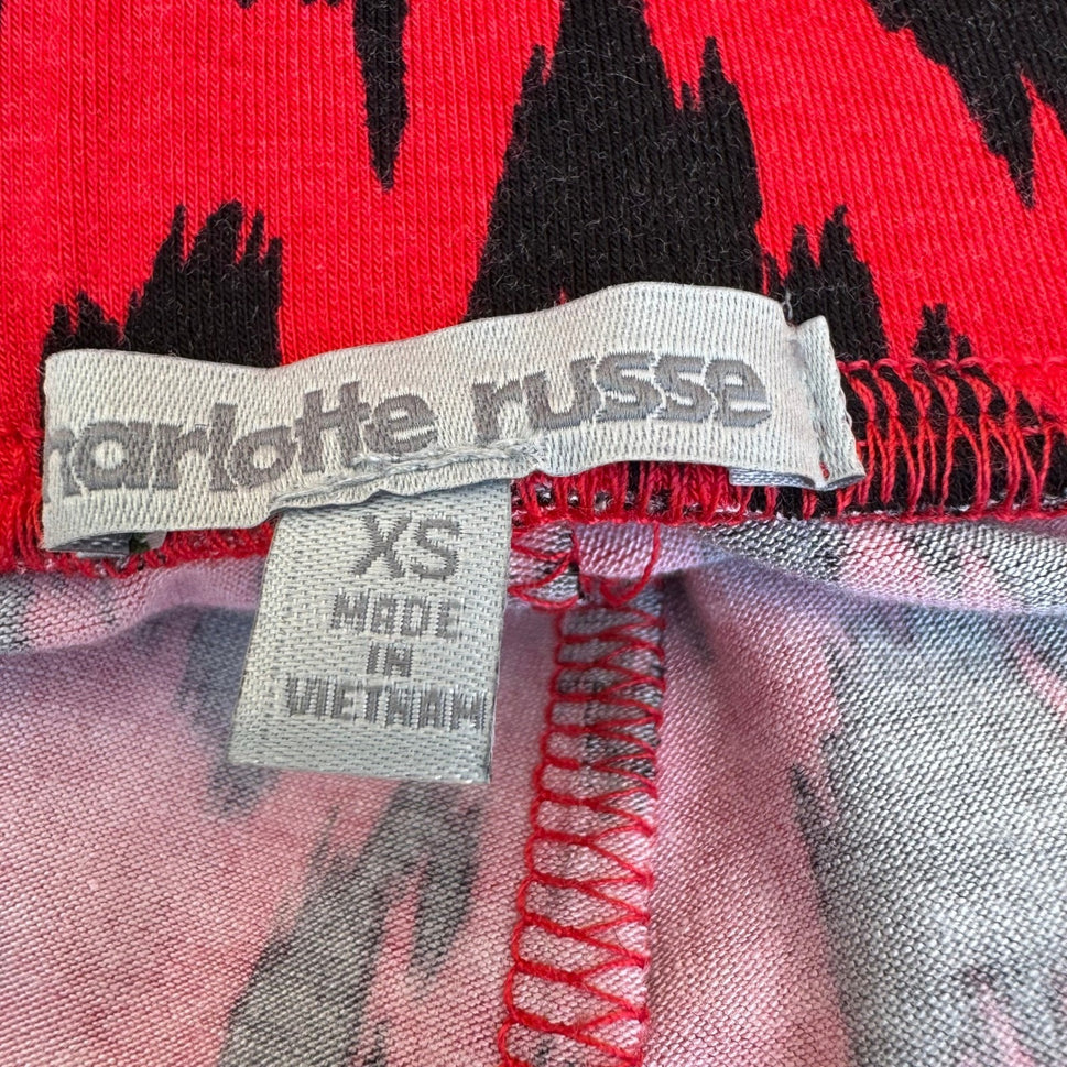 Charlotte Russe Red Black Leopard Print Maxi Skirt Side Slit NWT X Small 3B2134