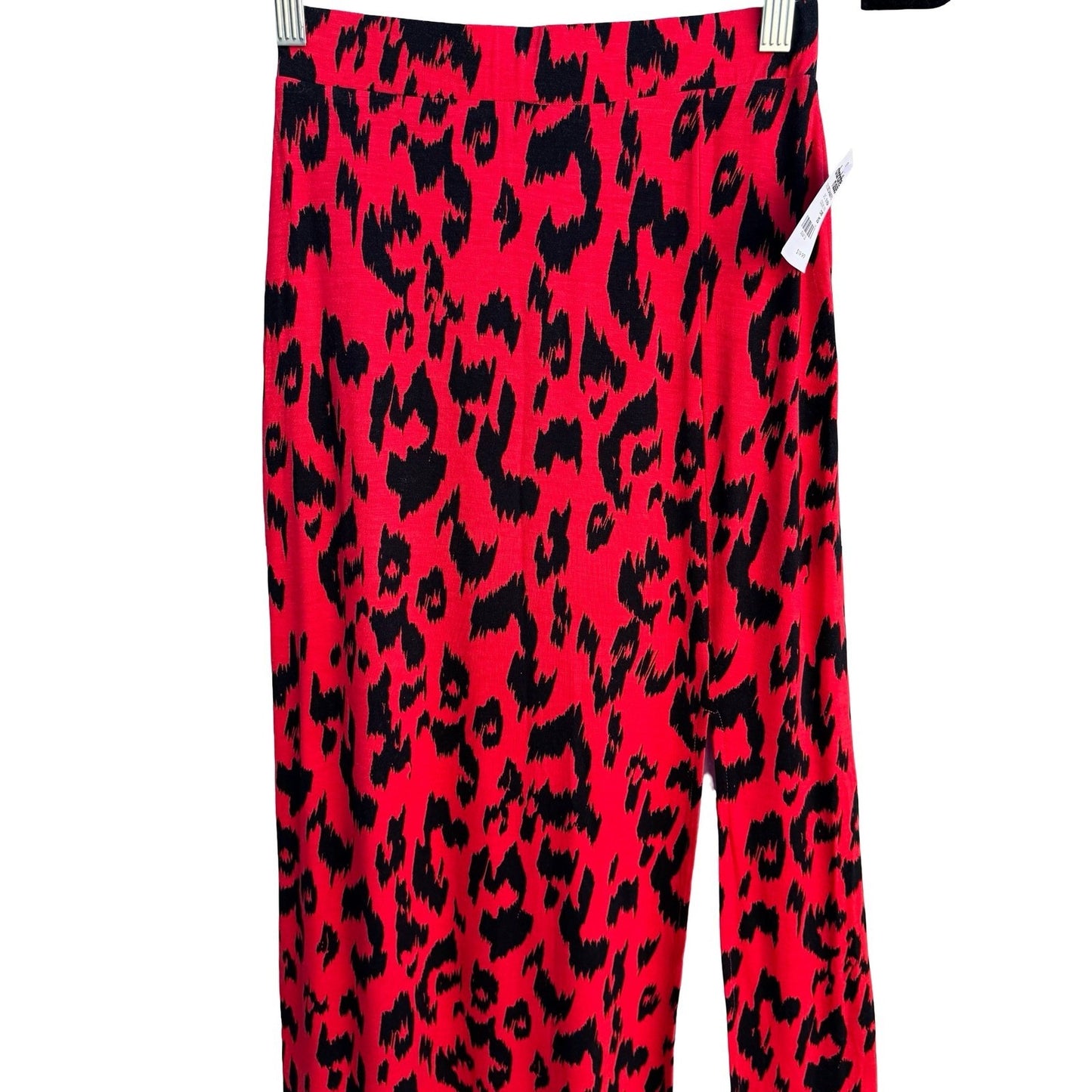 Charlotte Russe Red Black Leopard Print Maxi Skirt Side Slit NWT X Small 3B2134