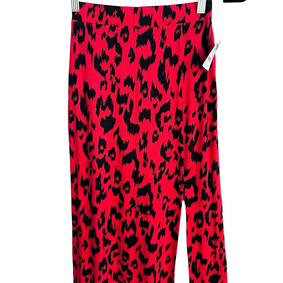 Charlotte Russe Red Black Leopard Print Maxi Skirt Side Slit NWT X Small 3B2134