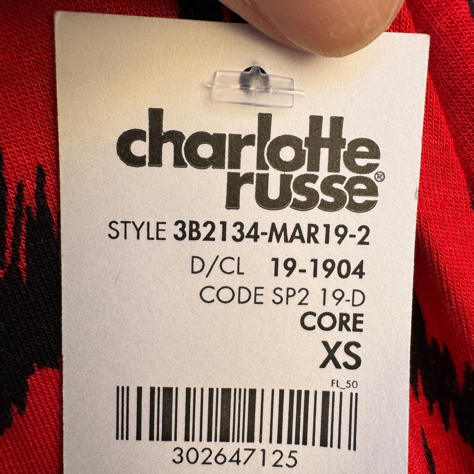 Charlotte Russe Red Black Leopard Print Maxi Skirt Side Slit NWT X Small 3B2134