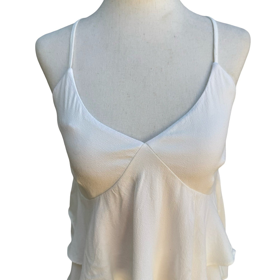 Avec Les Filles Coquette Cottagecore Boho Feminine Tiered Ruffle Cami Top S