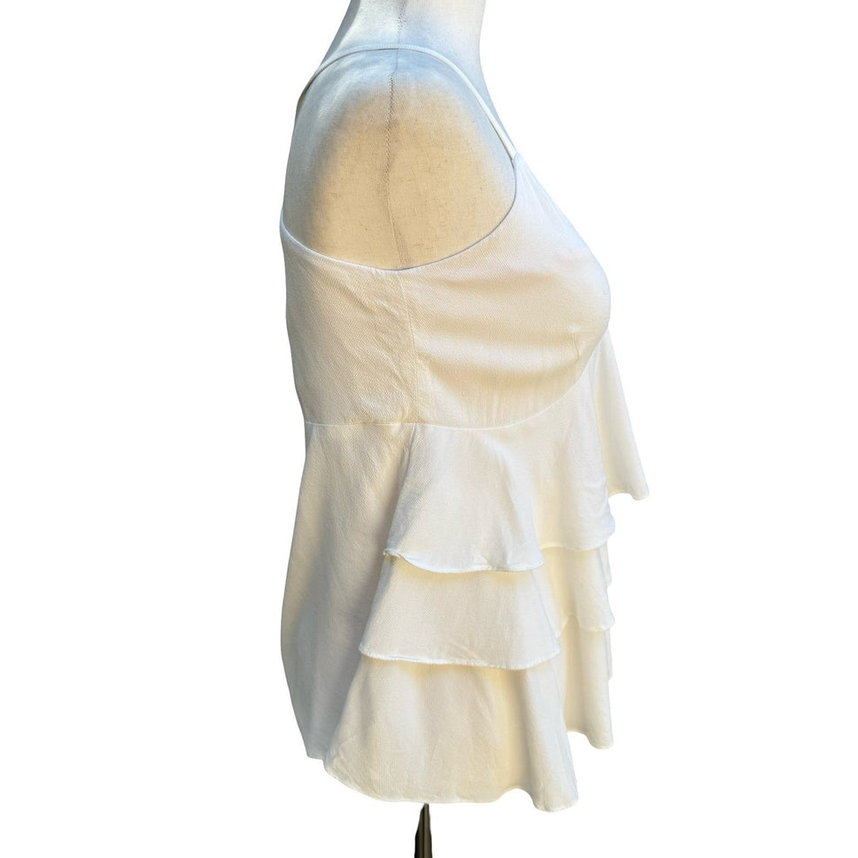Avec Les Filles Coquette Cottagecore Boho Feminine Tiered Ruffle Cami Top S
