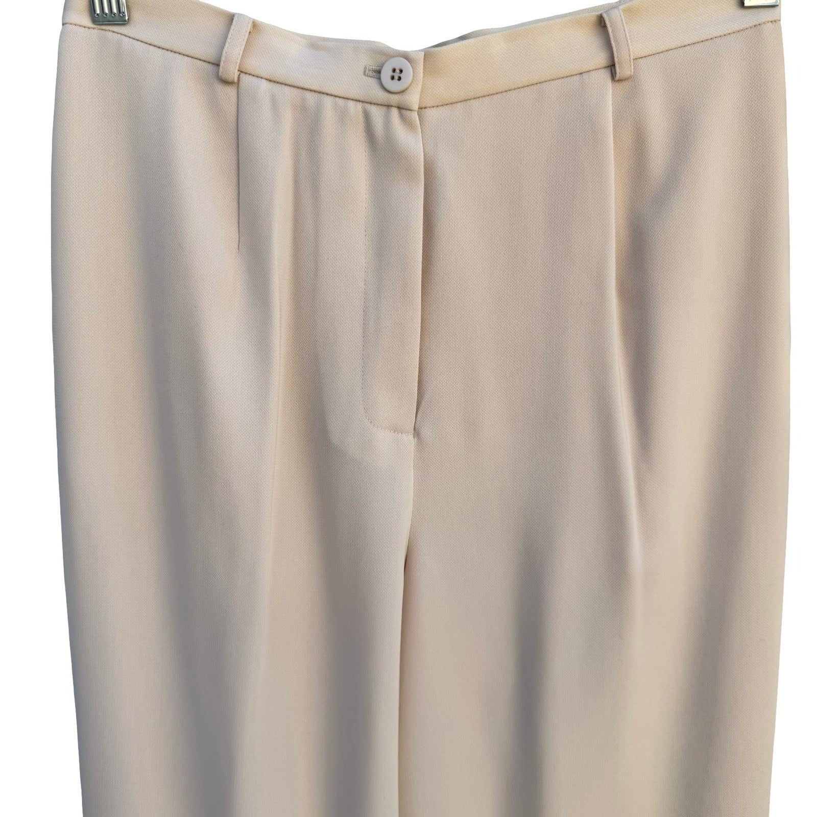 Randolph Duke The Look Stone Beige Pleated Straight Leg Trousers Womens 6 NEW