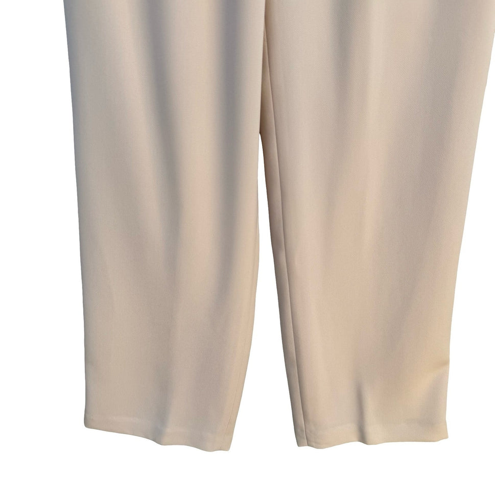 Randolph Duke The Look Stone Beige Pleated Straight Leg Trousers Womens 6 NEW