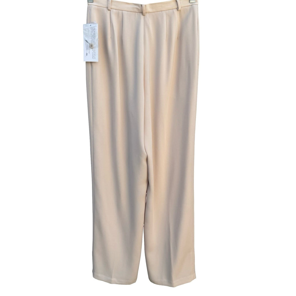 Randolph Duke The Look Stone Beige Pleated Straight Leg Trousers Womens 6 NEW