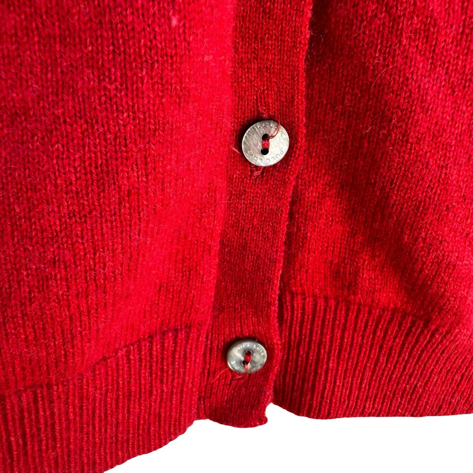 Pull Love Firenze Red Pure Luxury Cashmere V-Neck Button Cardigan Made in Italy