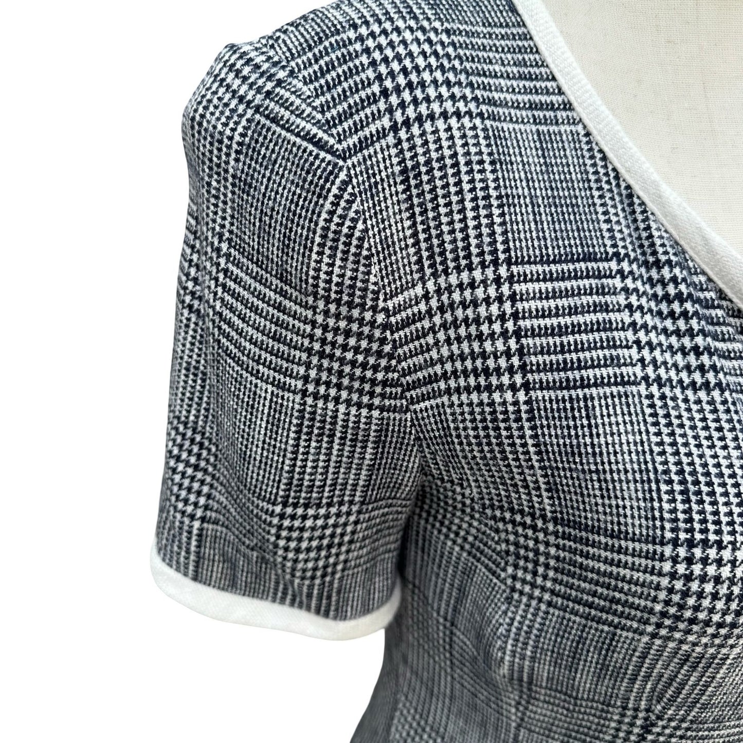 Maggy London Kenneth Nolan Vintage 90s Glen Plaid Button Front Midi Sheath Dress