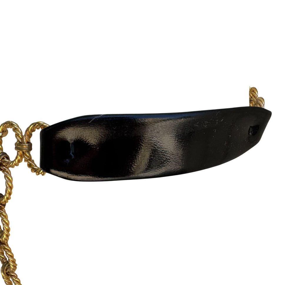 Morris Moskowitz Vintage Black Patent Leather Gold-Tone Chain Link Adjustable Belt