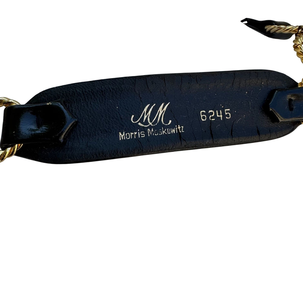 Morris Moskowitz Vintage Black Patent Leather Gold-Tone Chain Link Adjustable Belt