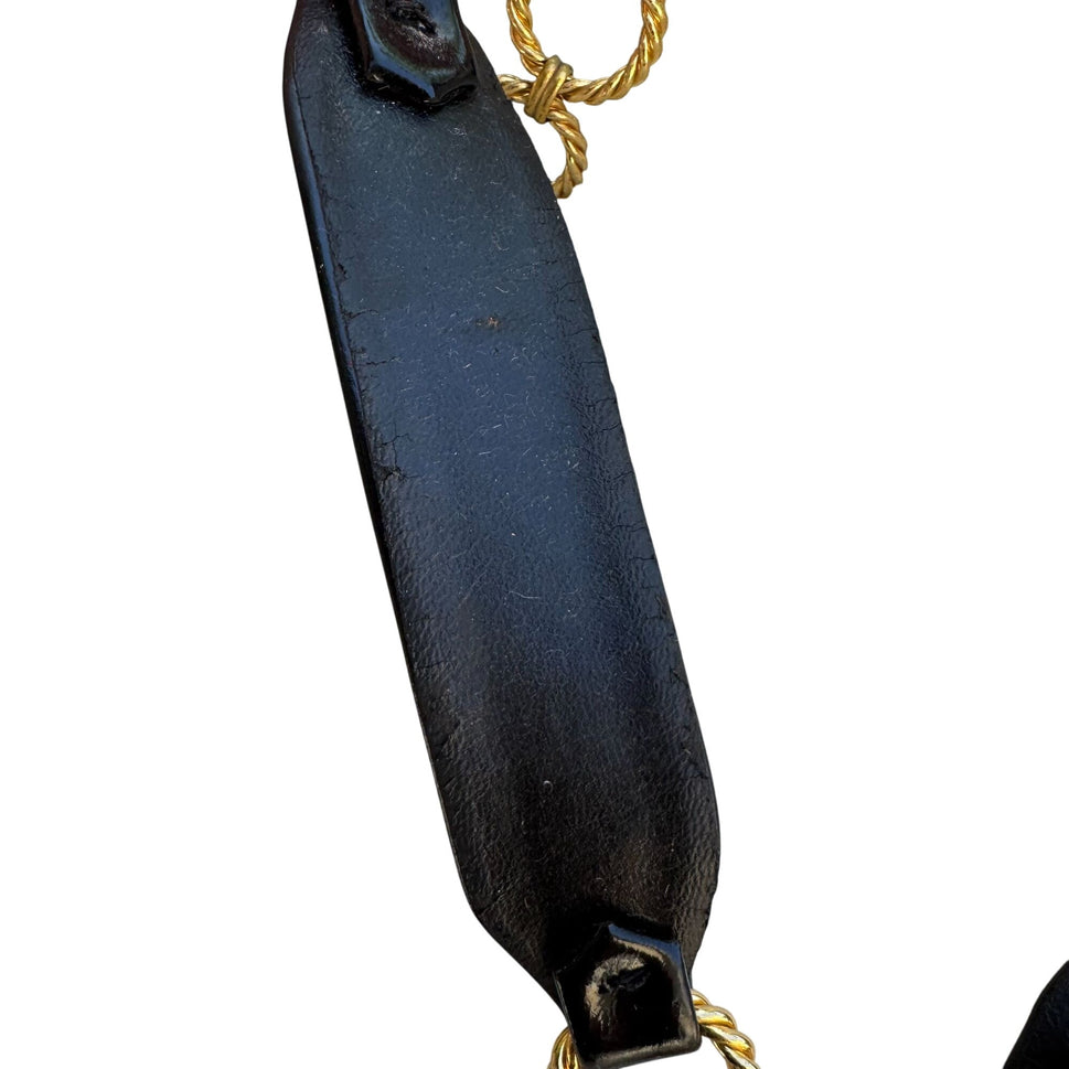 Morris Moskowitz Vintage Black Patent Leather Gold-Tone Chain Link Adjustable Belt