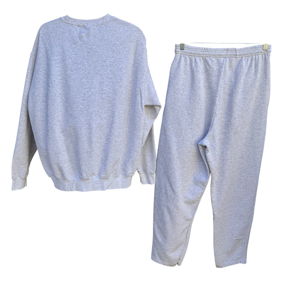 Port & Company Core Fleece Sweatshirt Sweatpants Set Ash Gray Mens L Athleisure