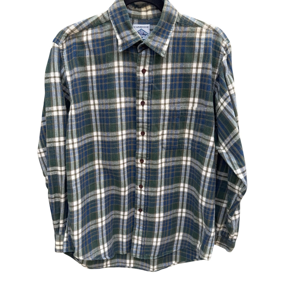 Cambridge Classics Vintage Mens L Plaid Button-Up Shirt Flannel Long Sleeve