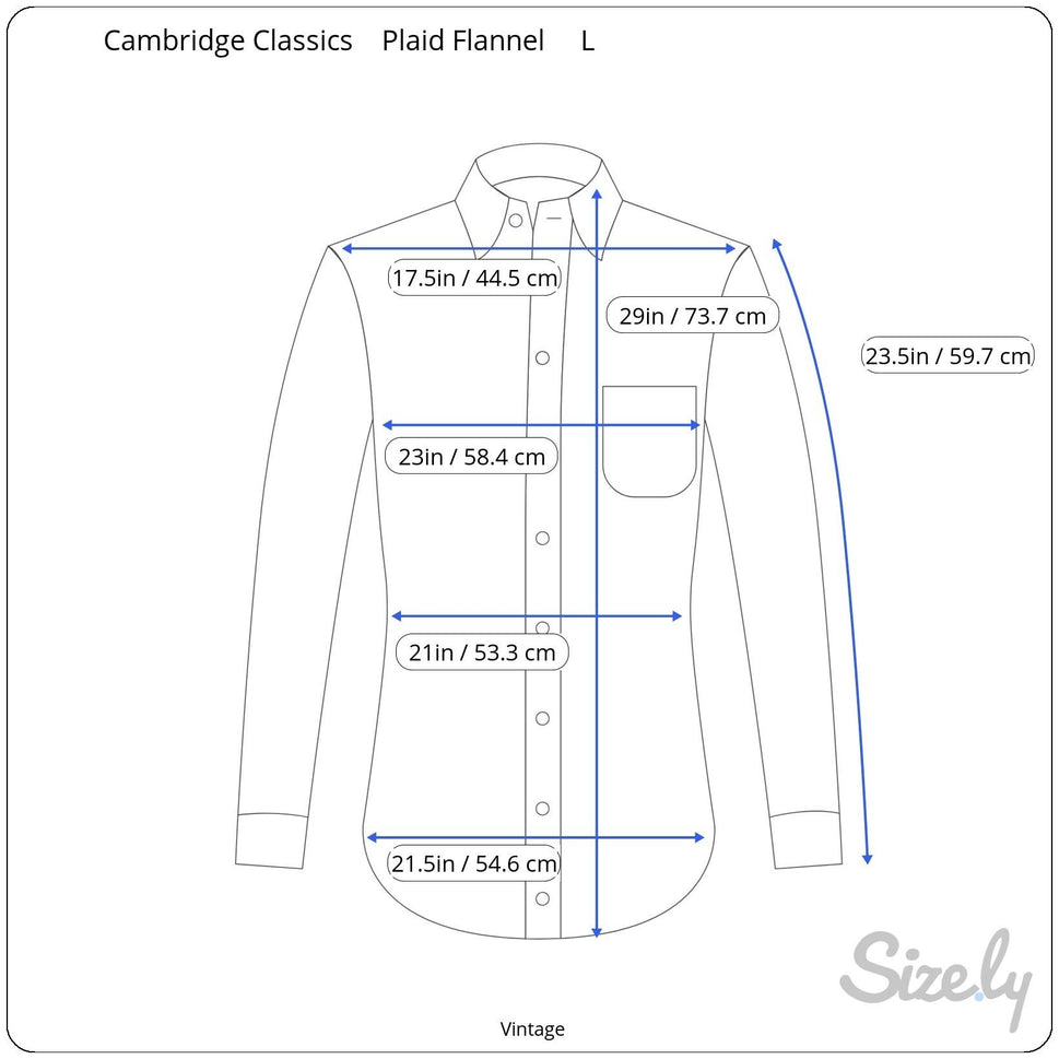 Cambridge Classics Vintage Mens L Plaid Button-Up Shirt Flannel Long Sleeve