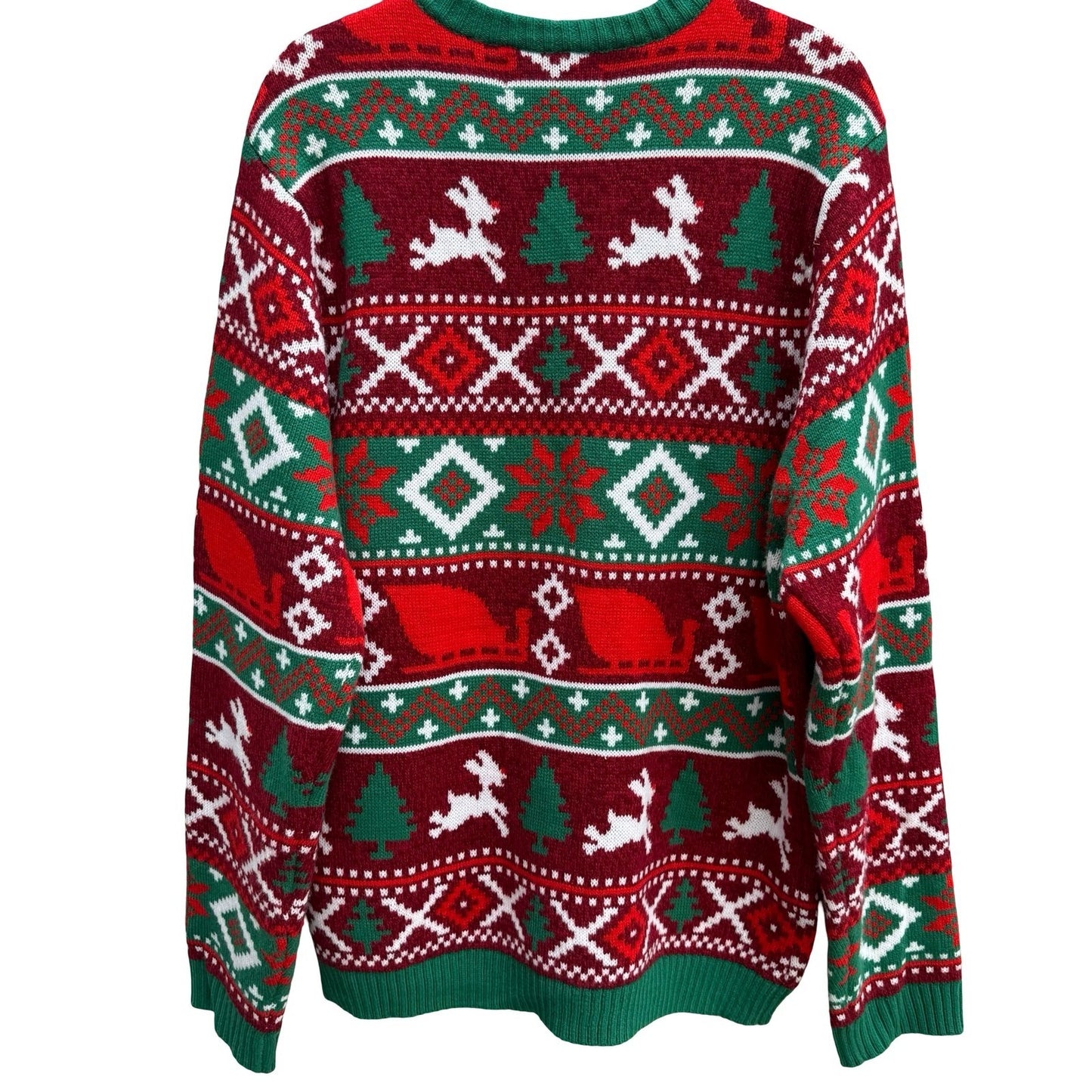 Rudolph Red-Nosed Reindeer Ugly Christmas Sweater Santa XL Red Fair Isle Kitschy